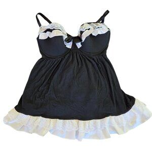 Victoria's Secret Black & White Lace Babydoll Dress 36D Super Soft Modal